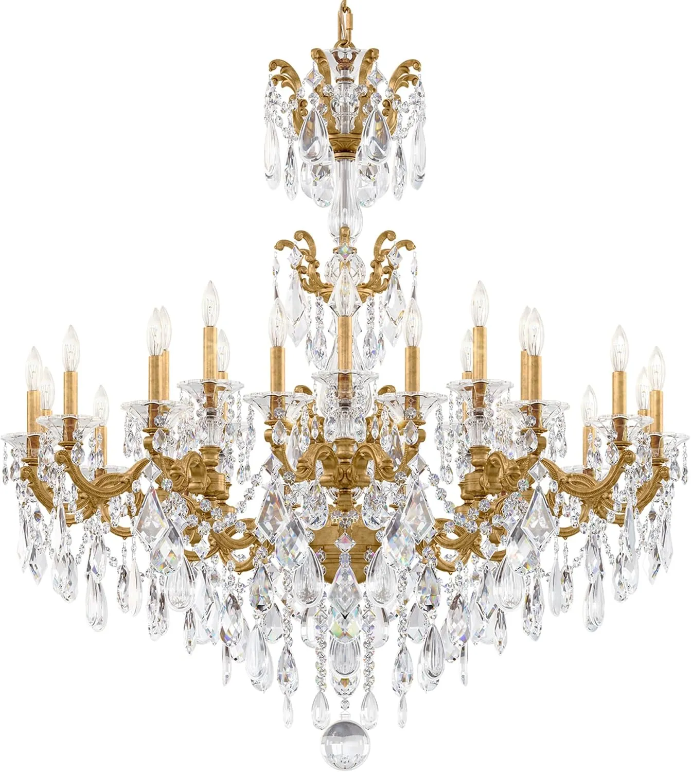 Signature 5013-22, La Scala 24 Light 46in x 48in Chandelier in Heirloom Gold with Clear Heritage Handcut Crystals