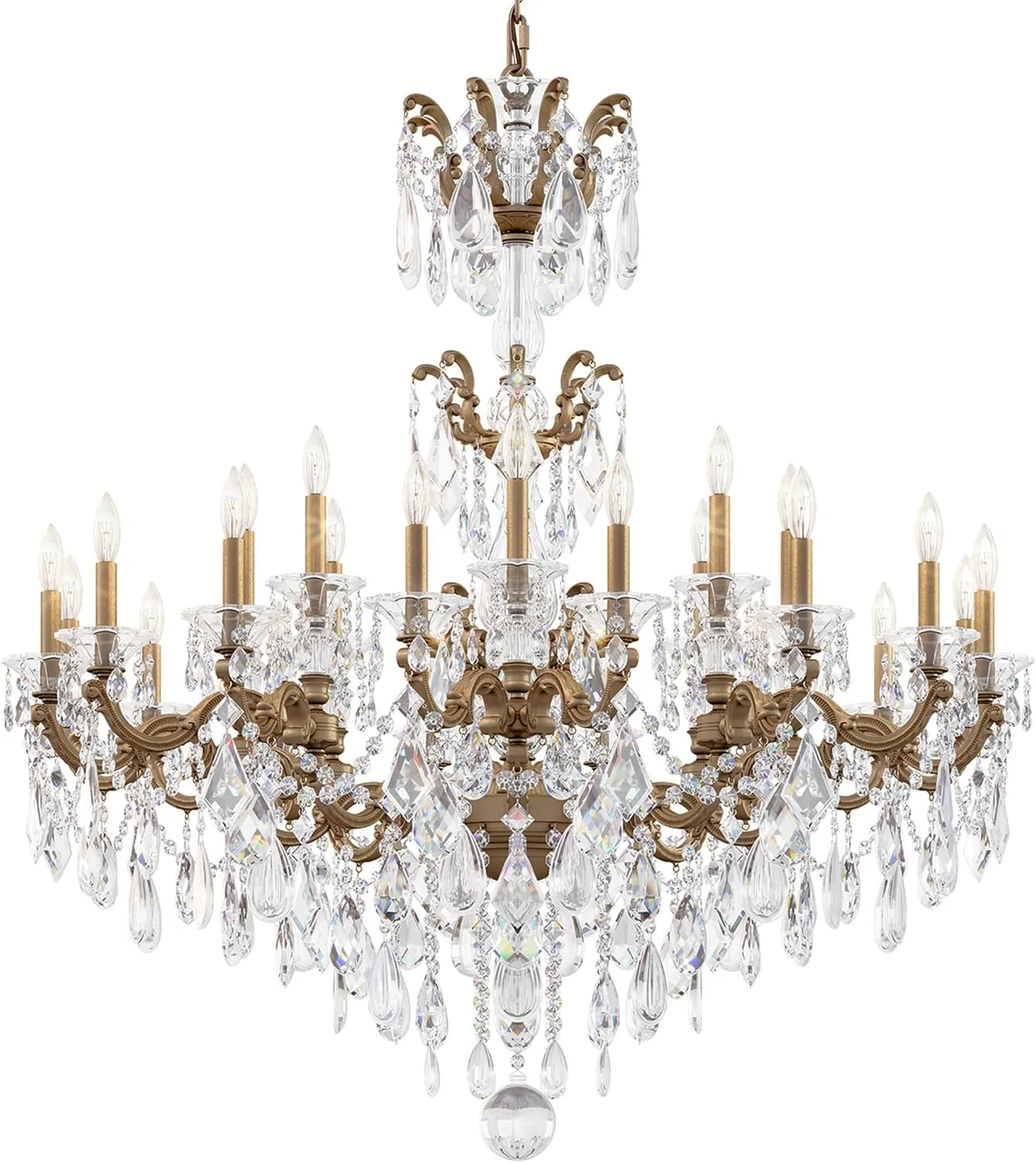 Signature 5013-23, La Scala 24 Light 46in x 48in Chandelier in Etruscan Gold with Clear Heritage Handcut Crystals