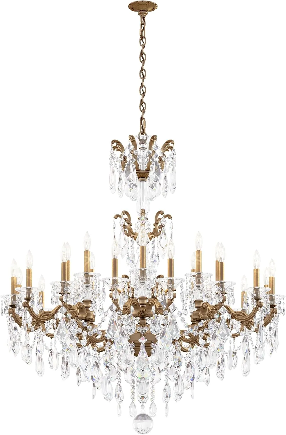 Signature 5013-23, La Scala 24 Light 46in x 48in Chandelier in Etruscan Gold with Clear Heritage Handcut Crystals