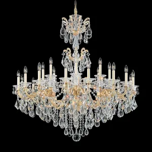 Signature 5013-27, La Scala 24 Light 46in x 48in Chandelier in Parchment Gold with Clear Heritage Handcut Crystals