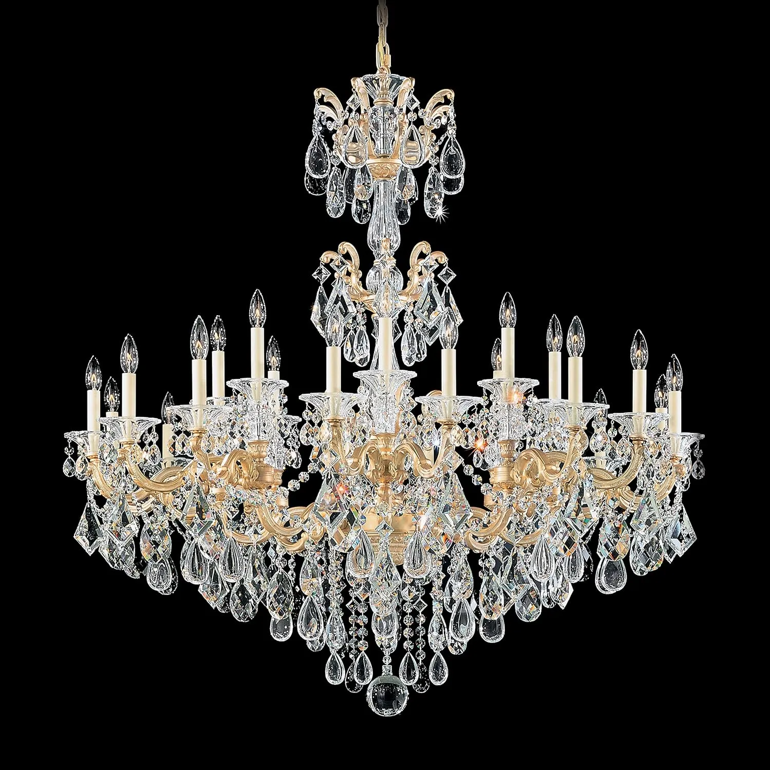 Signature 5013-27, La Scala 24 Light 46in x 48in Chandelier in Parchment Gold with Clear Heritage Handcut Crystals