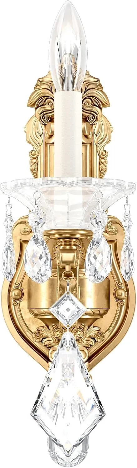 Signature 5069-22, La Scala 1 Light 5in x 16in Wall Sconce in Heirloom Gold with Clear Heritage Handcut Crystals