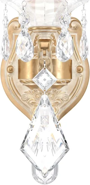 Signature 5069-22, La Scala 1 Light 5in x 16in Wall Sconce in Heirloom Gold with Clear Heritage Handcut Crystals