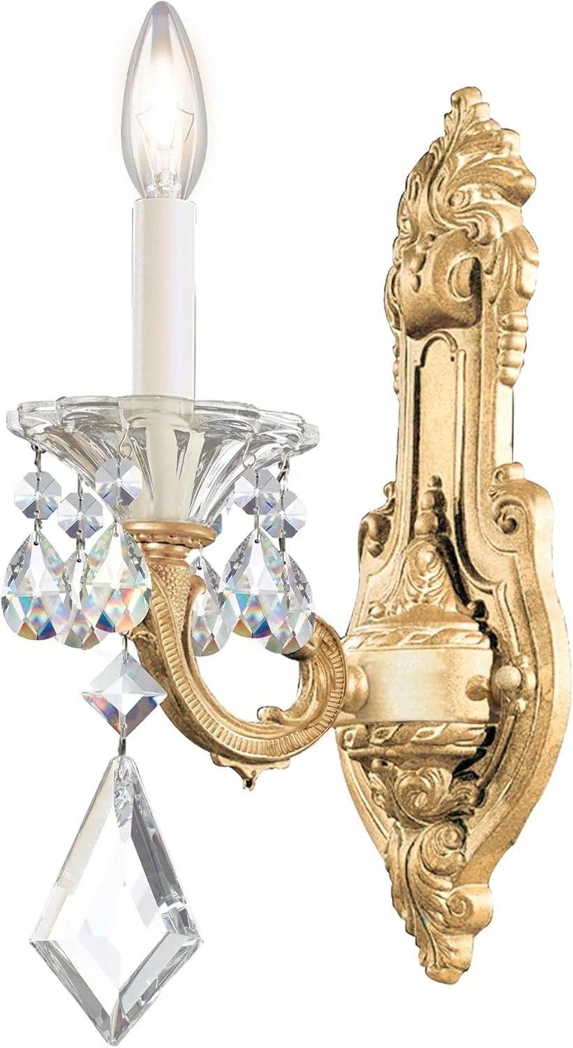 Signature 5069-22, La Scala 1 Light 5in x 16in Wall Sconce in Heirloom Gold with Clear Heritage Handcut Crystals