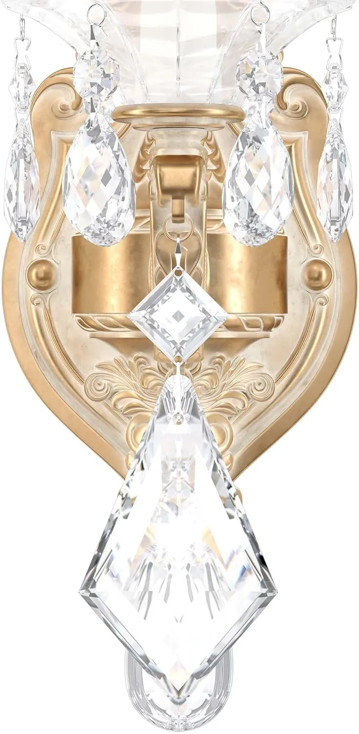 Signature 5069-22, La Scala 1 Light 5in x 16in Wall Sconce in Heirloom Gold with Clear Heritage Handcut Crystals
