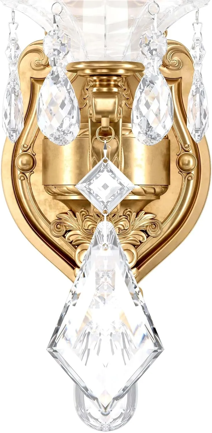 Signature 5069-22, La Scala 1 Light 5in x 16in Wall Sconce in Heirloom Gold with Clear Heritage Handcut Crystals