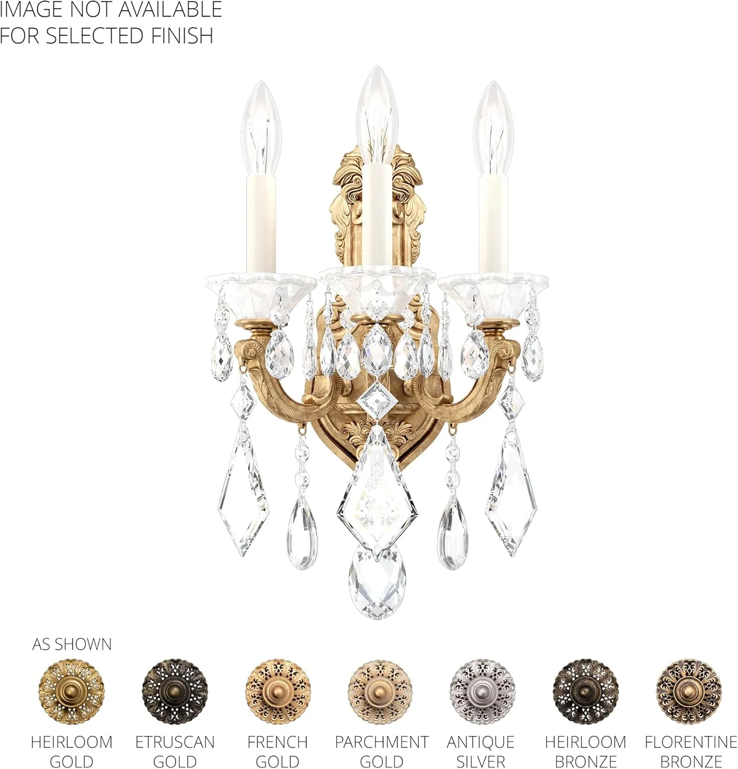 Signature 5071-23S, La Scala 3 Light 11.5in x 17in Wall Sconce in Etruscan Gold with Clear Swarovski Crystals