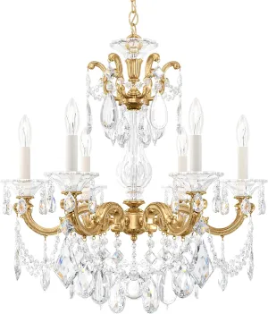 Signature 5072-22S, La Scala 6 Light 23in x 25in Chandelier in Heirloom Gold with Clear Swarovski Crystals