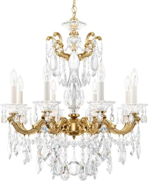 Signature 5073-22S, La Scala 8 Light 25in x 28.5in Chandelier in Heirloom Gold with Clear Swarovski Crystals