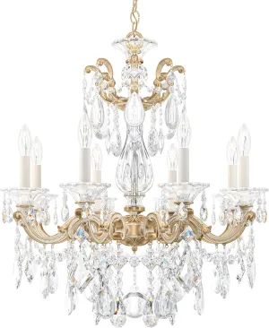Signature 5073-27S, La Scala 8 Light 25in x 28.5in Chandelier in Parchment Gold with Clear Swarovski Crystals