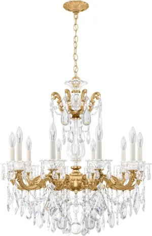 Signature 5074-22, La Scala 10 Light 28in x 29.5in Chandelier in Heirloom Gold with Clear Heritage Handcut Crystals