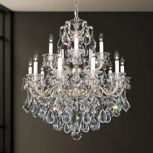 Signature 5075-27, La Scala 15 Light 28in x 32in Chandelier in Parchment Gold with Clear Heritage Handcut Crystals
