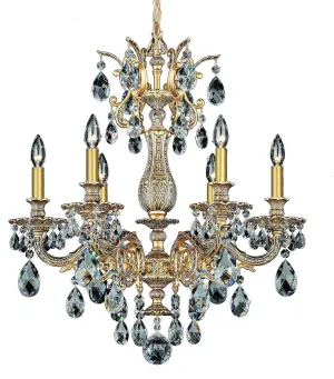 Signature 5676-27A, Milano 6 Light 24in x 26.5in Chandelier in Parchment Gold with Clear Swarovski Spectra Crystals