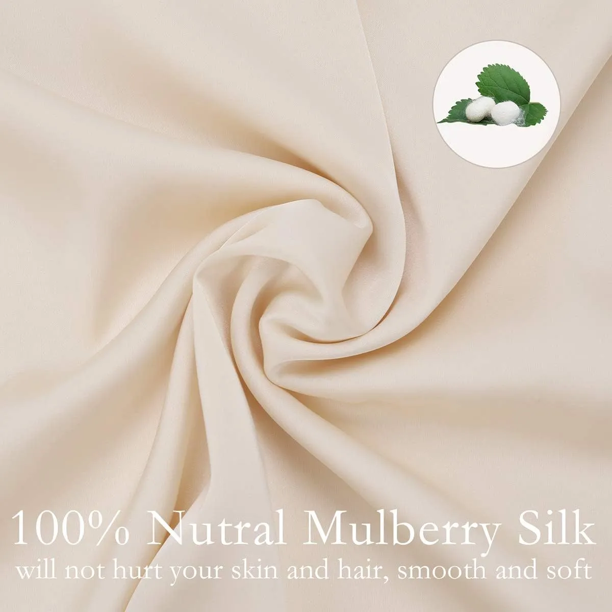 Silk Pillowcase for Hair and Skin 2 Pack 100% Mulberry Silk Bed Pillowcase Hypoallergenic Soft Breathable Both Sides Silk Pillow Case with Hidden Zipper, King Size Pillow Cases (Buff Beige)