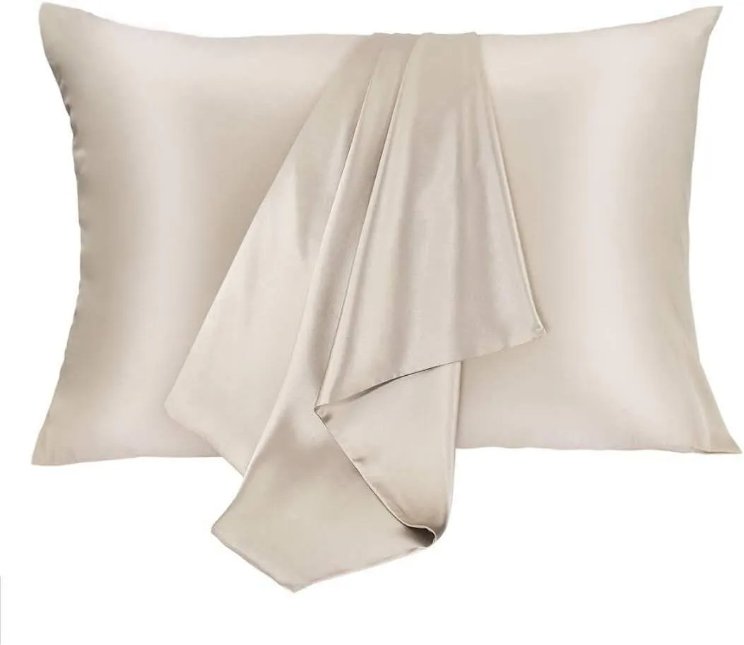 Silk Pillowcase for Hair and Skin 2 Pack 100% Mulberry Silk Bed Pillowcase Hypoallergenic Soft Breathable Both Sides Silk Pillow Case with Hidden Zipper, King Size Pillow Cases (Buff Beige)