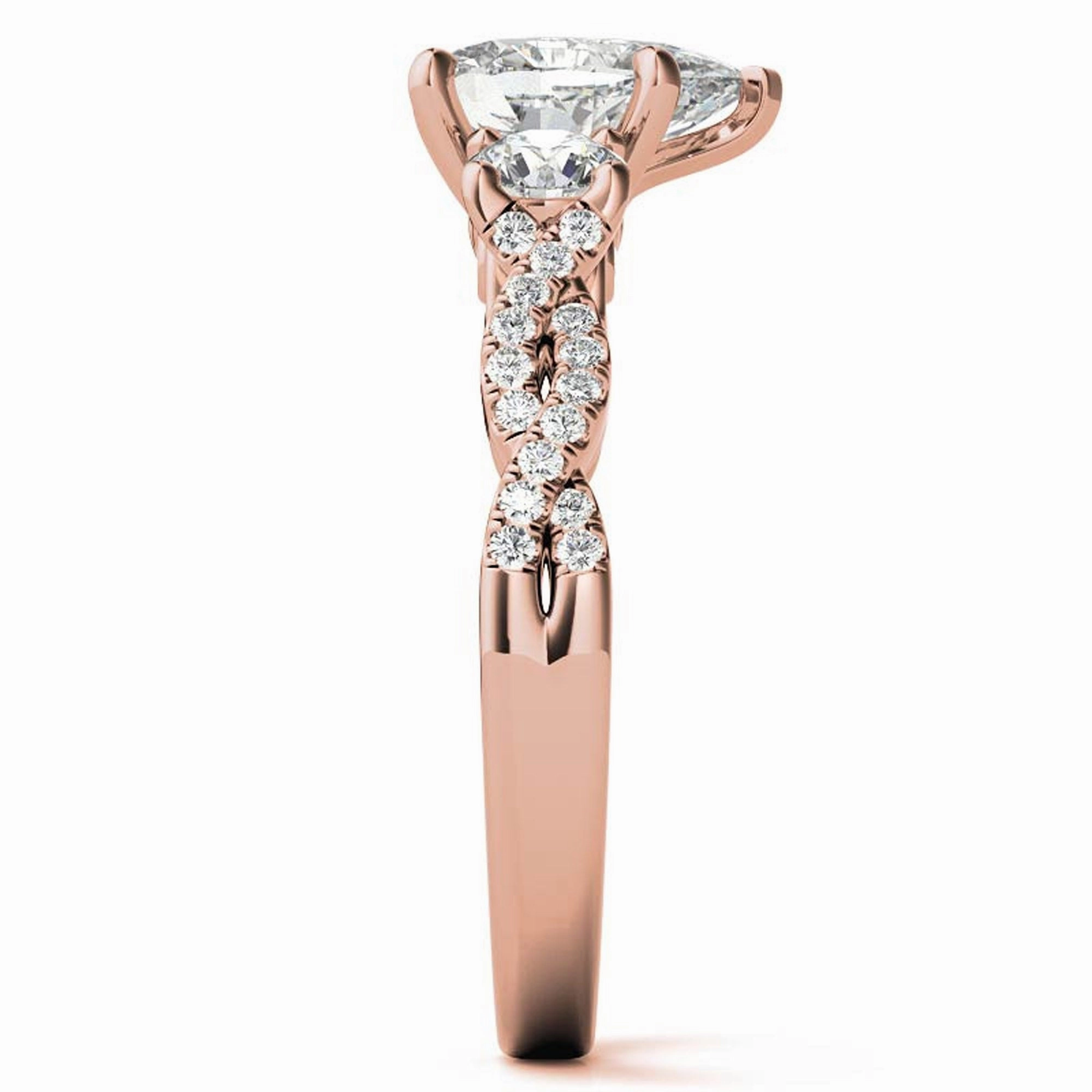 Silver Radiant Solitaire Twisted Ring