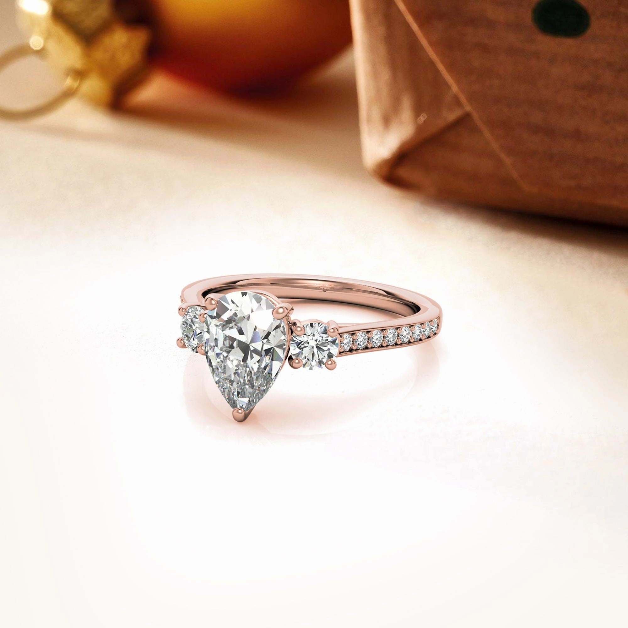 Silver Radiant Teardrop Ring