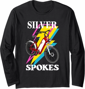 Silver Spokes E-Bike Riders Senior Group Cruising Style Long Sleeve T-Shirt