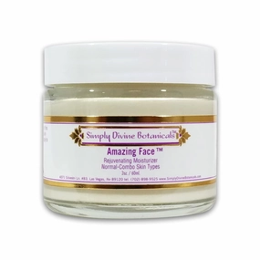 Simply Divine Botanicals Amazing Face Rejuvenating Moisturizer - Natural and Organic Anti-Aging Cream with Aloe Butter and Shea Oil For Dry, Normal, Mature, Sensitive Skin, 2 oz.