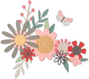 Sizzix Thinlits Die Set 17 Pack Bold Floral by Sophie Guilar, Multicolor