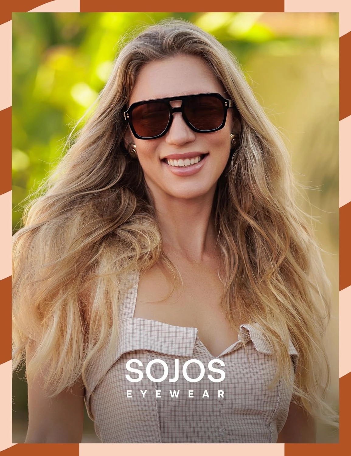 SOJOS Retro Trendy Polarized Aviator Sunglasses for Women Men, Large Square Bold Pilot Shades SJ2385