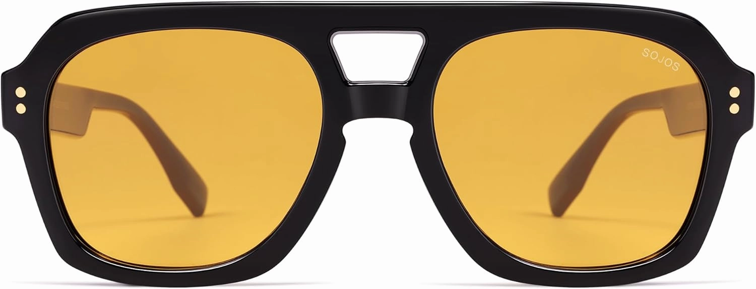 SOJOS Retro Trendy Polarized Aviator Sunglasses for Women Men, Large Square Bold Pilot Shades SJ2385