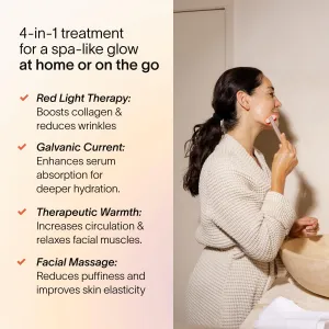 Solawave 4-in-1 Red Light Therapy Facial Wand | Anti-Aging Red Light Therapy for Face and Neck | Galvanic Microcurrent Gua Sha Facial Massager | Wrinkle Reduction | Solawave Original | Rose Gold