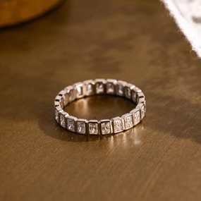 Solid Gold Bezel Radiant Cut Moissanite Wedding Band