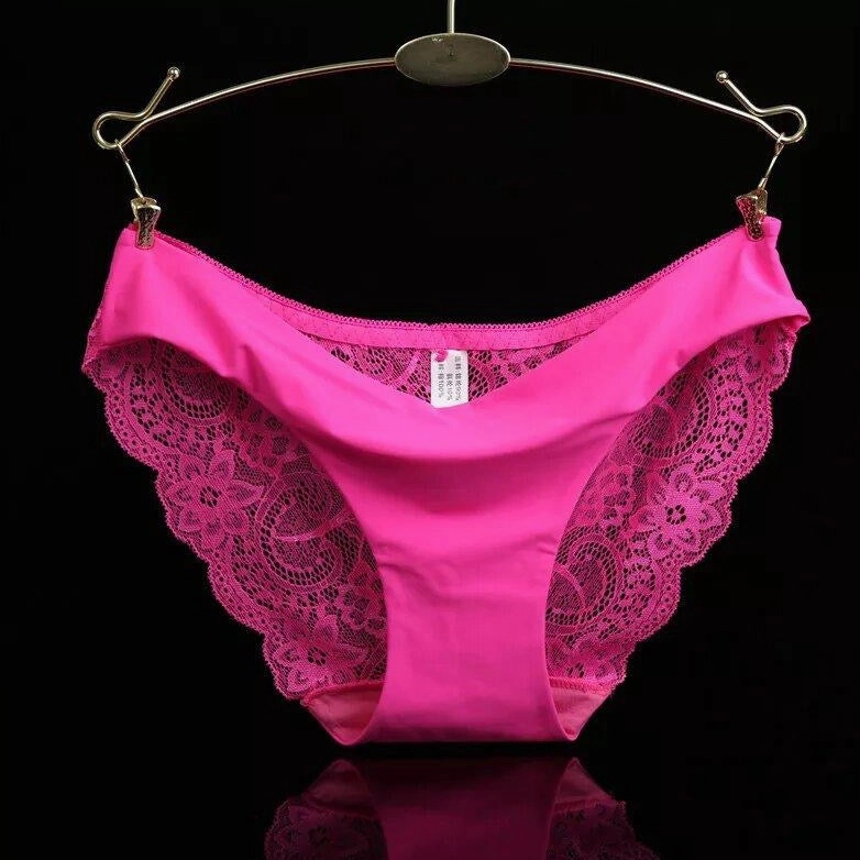 Sophie fuchsia satin and lace briefs