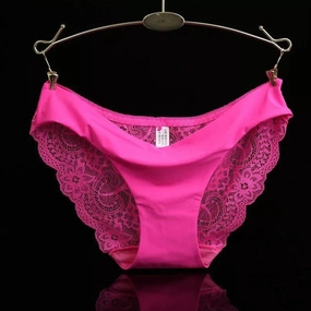 Sophie fuchsia satin and lace briefs