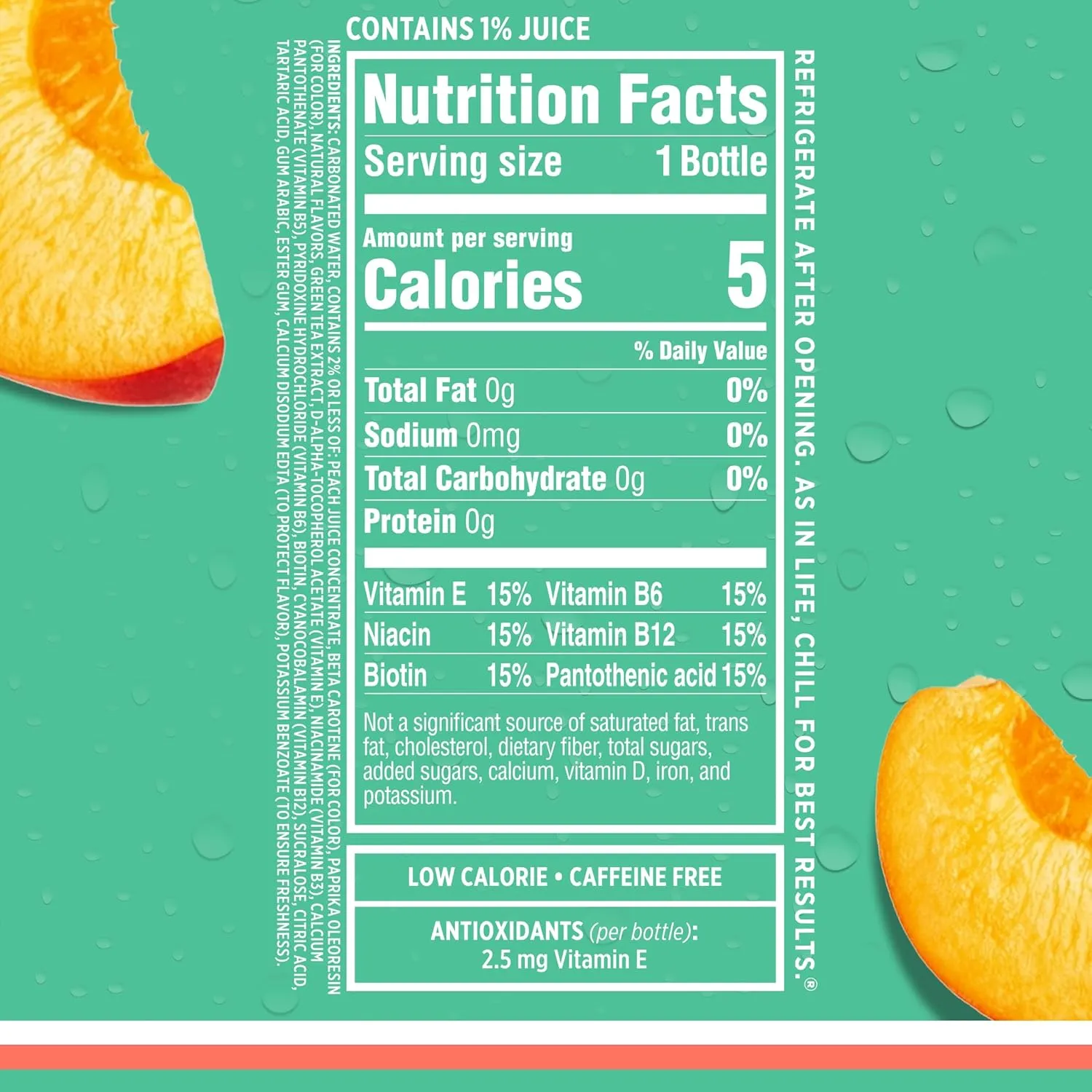 Sparkling Ice, Peach Nectarine Sparkling Water, Zero Sugar Flavored Water, with Vitamins and Antioxidants, Low Calorie Beverage, 17 fl oz Bottles (Pack of 12)