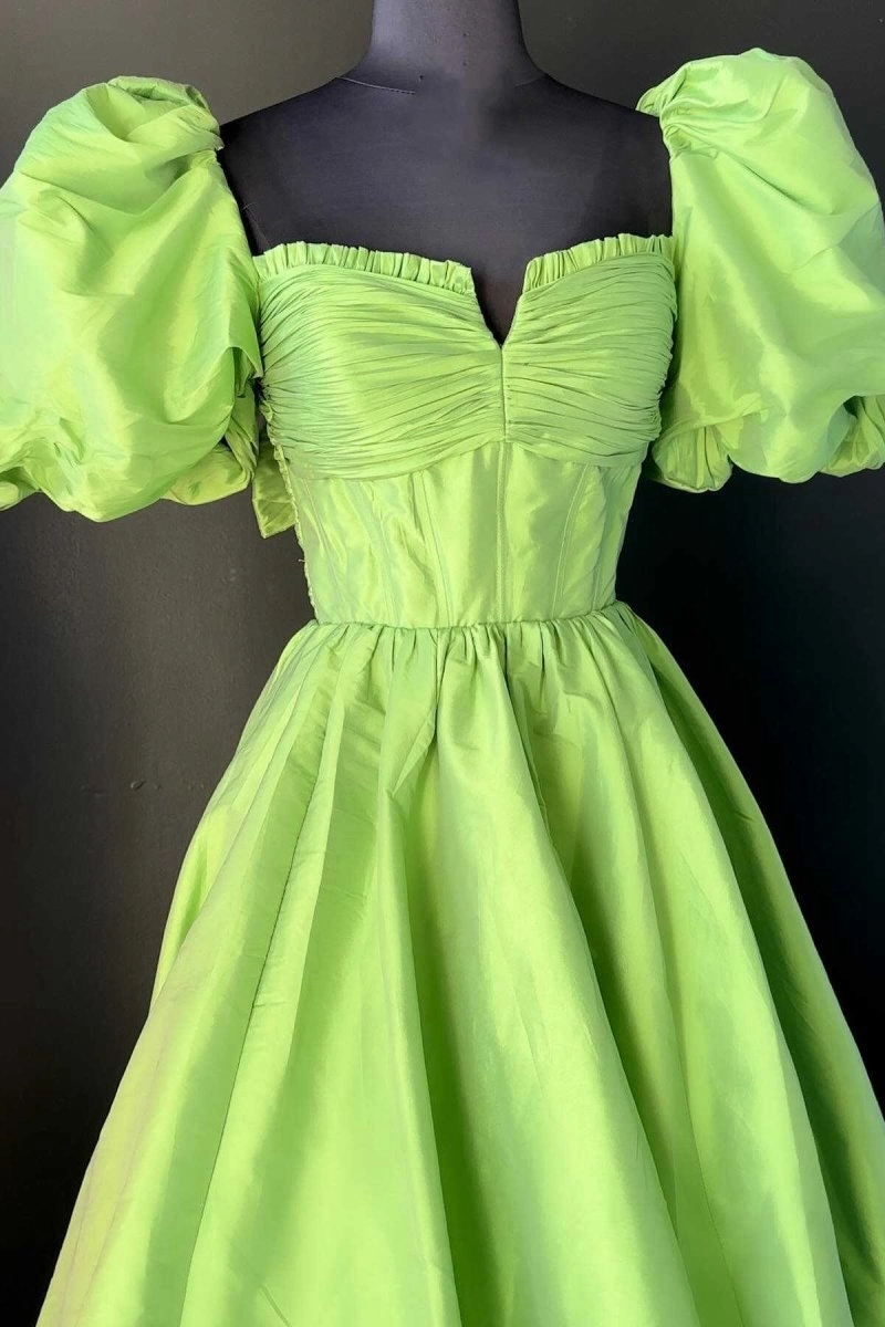 Square Neck Puff Sleeves A-line Prom Dresses