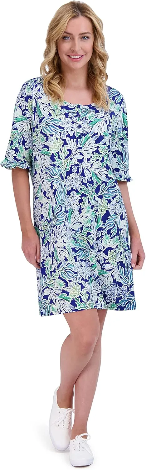 Stella Parker Women's UPF Henley Neck Button Up Dress