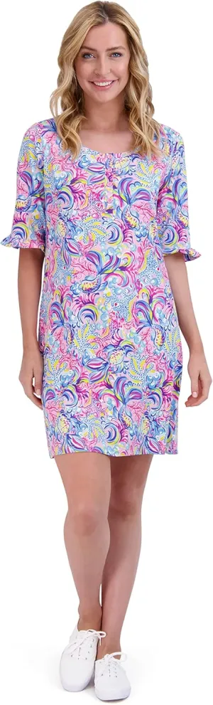 Stella Parker Women's UPF Henley Neck Button Up Dress