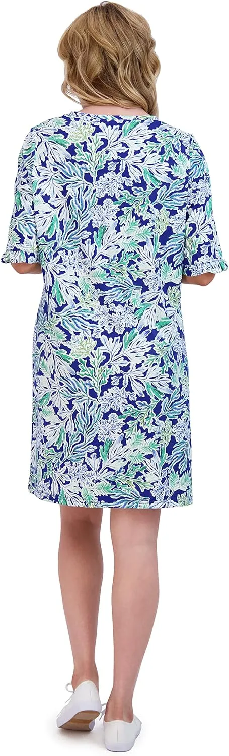 Stella Parker Women's UPF Henley Neck Button Up Dress