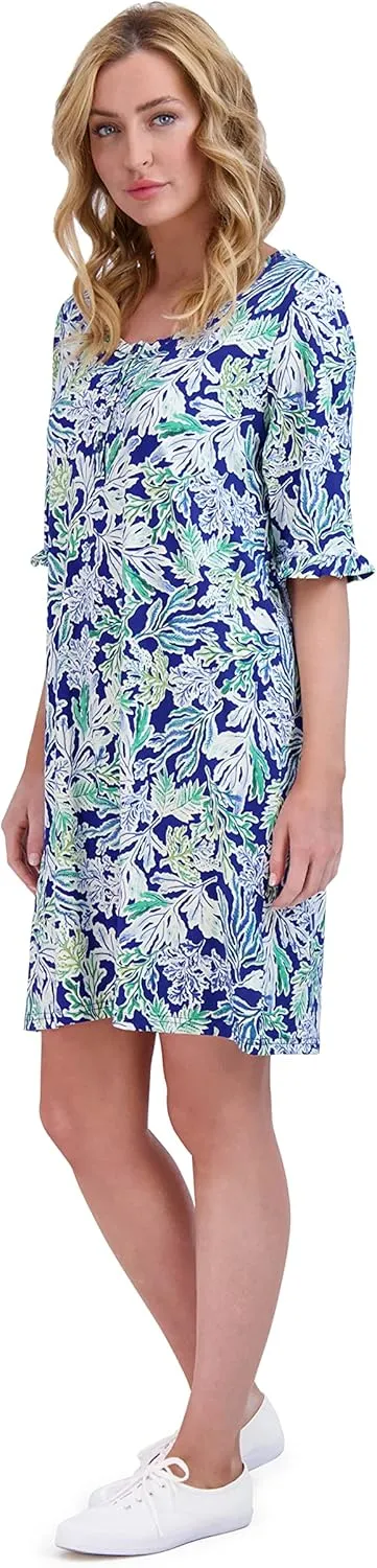 Stella Parker Women's UPF Henley Neck Button Up Dress
