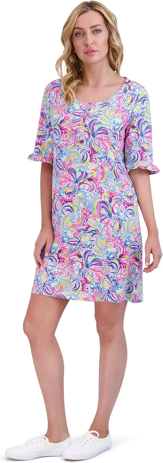 Stella Parker Women's UPF Henley Neck Button Up Dress