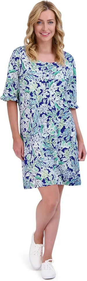 Stella Parker Women's UPF Henley Neck Button Up Dress