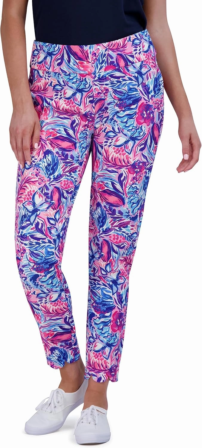 Stella Parker Women's Kick Flare Cropped Pull on Capri with Tummy Control