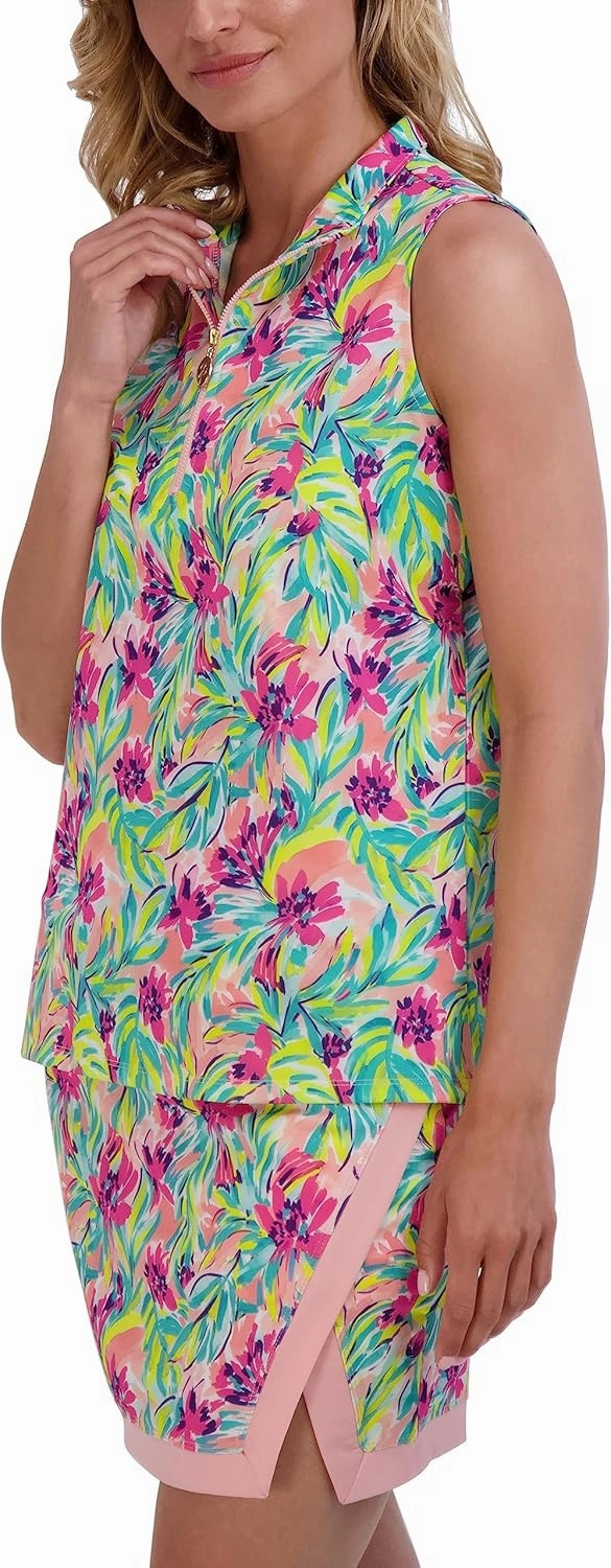 Stella Parker Women's Sleeveless Quarter Zip Stretch UPF Top