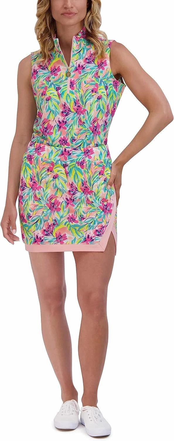 Stella Parker Women's Sleeveless Quarter Zip Stretch UPF Top