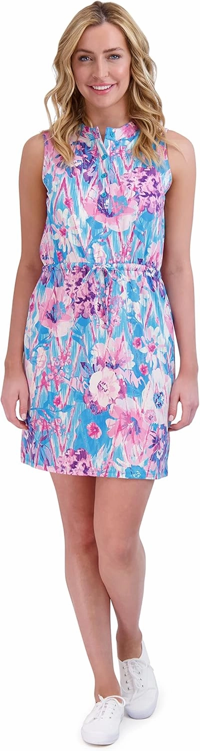 Stella Parker Women's UPF Henley Neck Button Up Dress