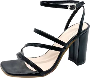 Strappy Heels for Women Bow Ankle Wrap Chunky Heels Open Toe Strappy Sandals Wedding Bride Dressy Pumps Block Heels