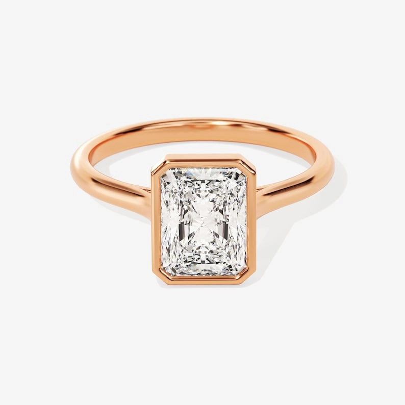 Stunning 1.0-2.0 CT Radiant Moissanite Engagement Ring with Bezel Design