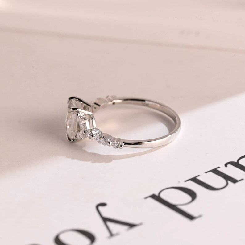 Stunning 1.0 - 2.0 CT Radiant Moissanite Engagement Ring with Double Shank & Pave Design