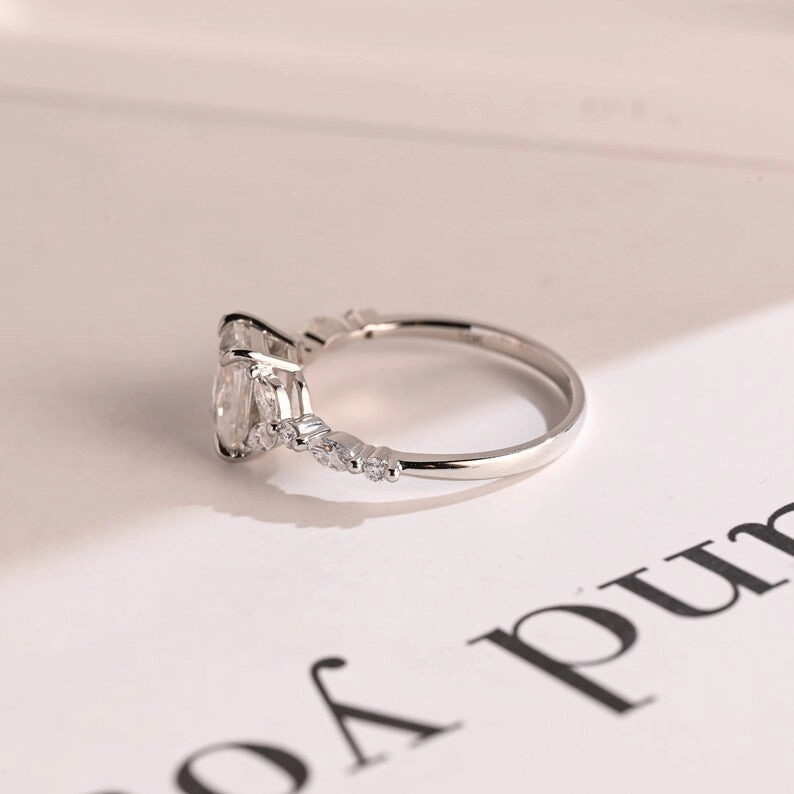 Stunning 1.0 - 2.0 CT Radiant Moissanite Engagement Ring with Double Shank & Pave Design