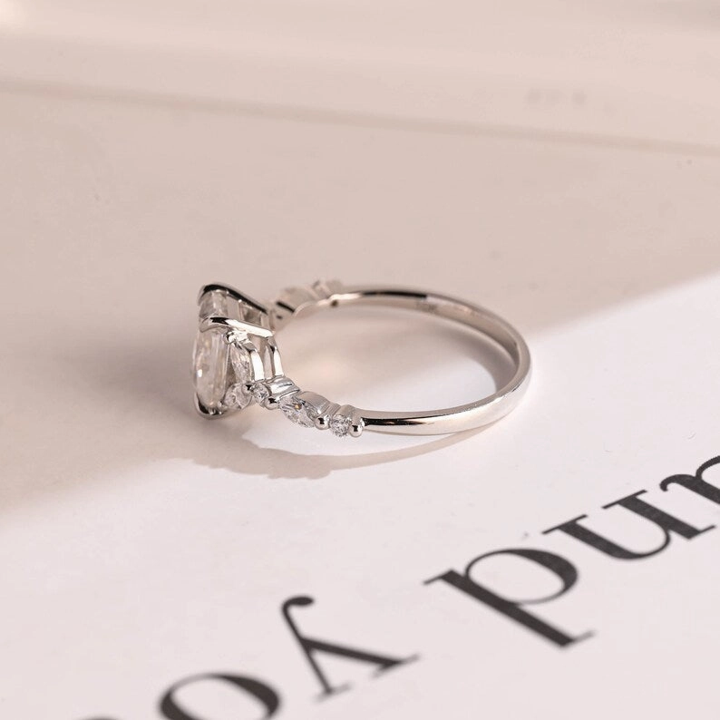 Stunning 1.0 - 2.0 CT Radiant Moissanite Engagement Ring with Double Shank & Pave Design