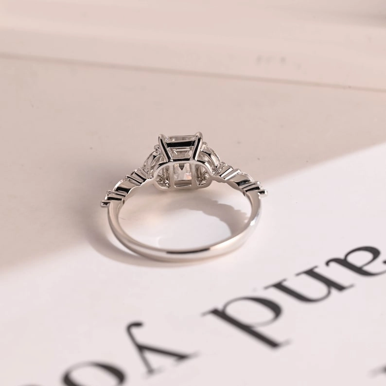 Stunning 1.0 - 2.0 CT Radiant Moissanite Engagement Ring with Double Shank & Pave Design