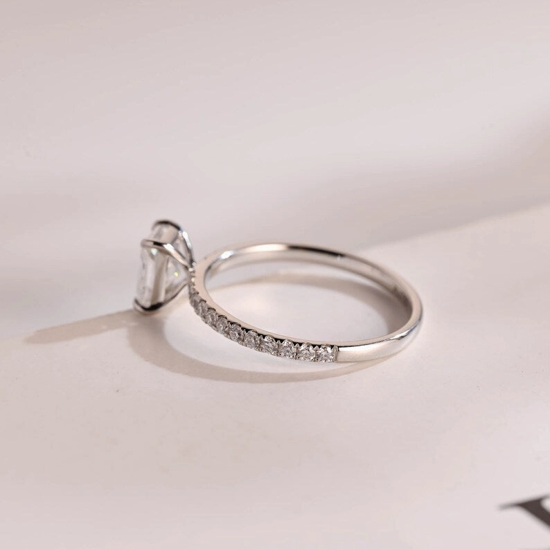 Stunning 1.0 - 2.0 CT Radiant Moissanite Engagement Ring with Pave Design