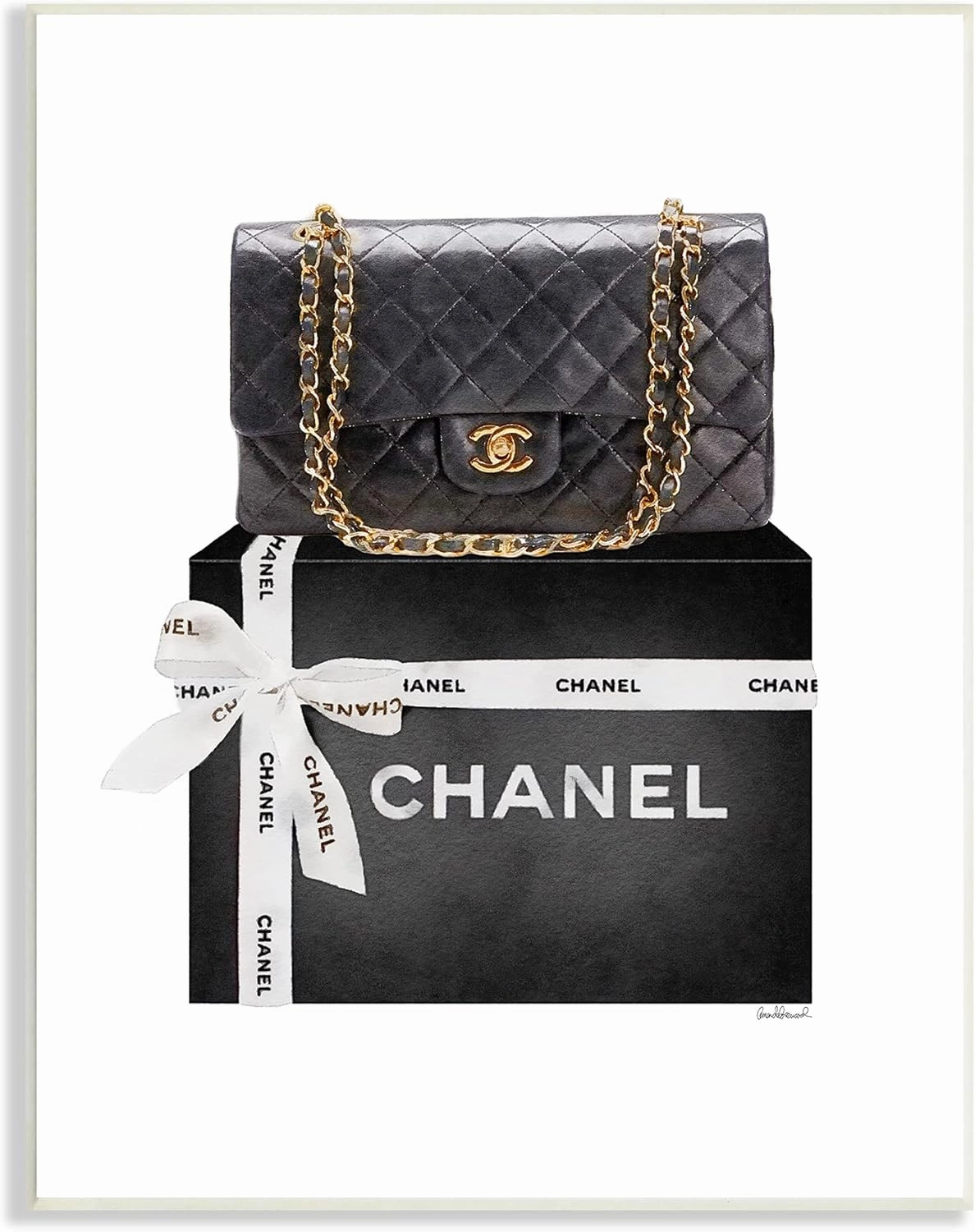 Stupell Industries Black Quilted Purse on Bold Glam Bow Box